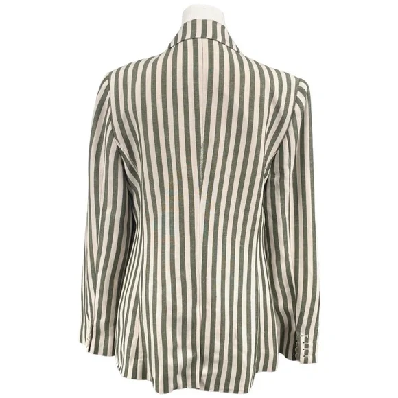 L'AGENCE Scout Striped Blazer, Olive/Cream, Size 8 - Picture 6 of 13